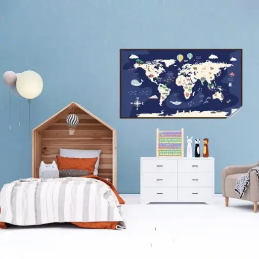 Colorful Animal Themed World Map For Kids